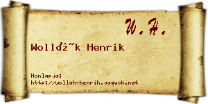 Wollák Henrik névjegykártya